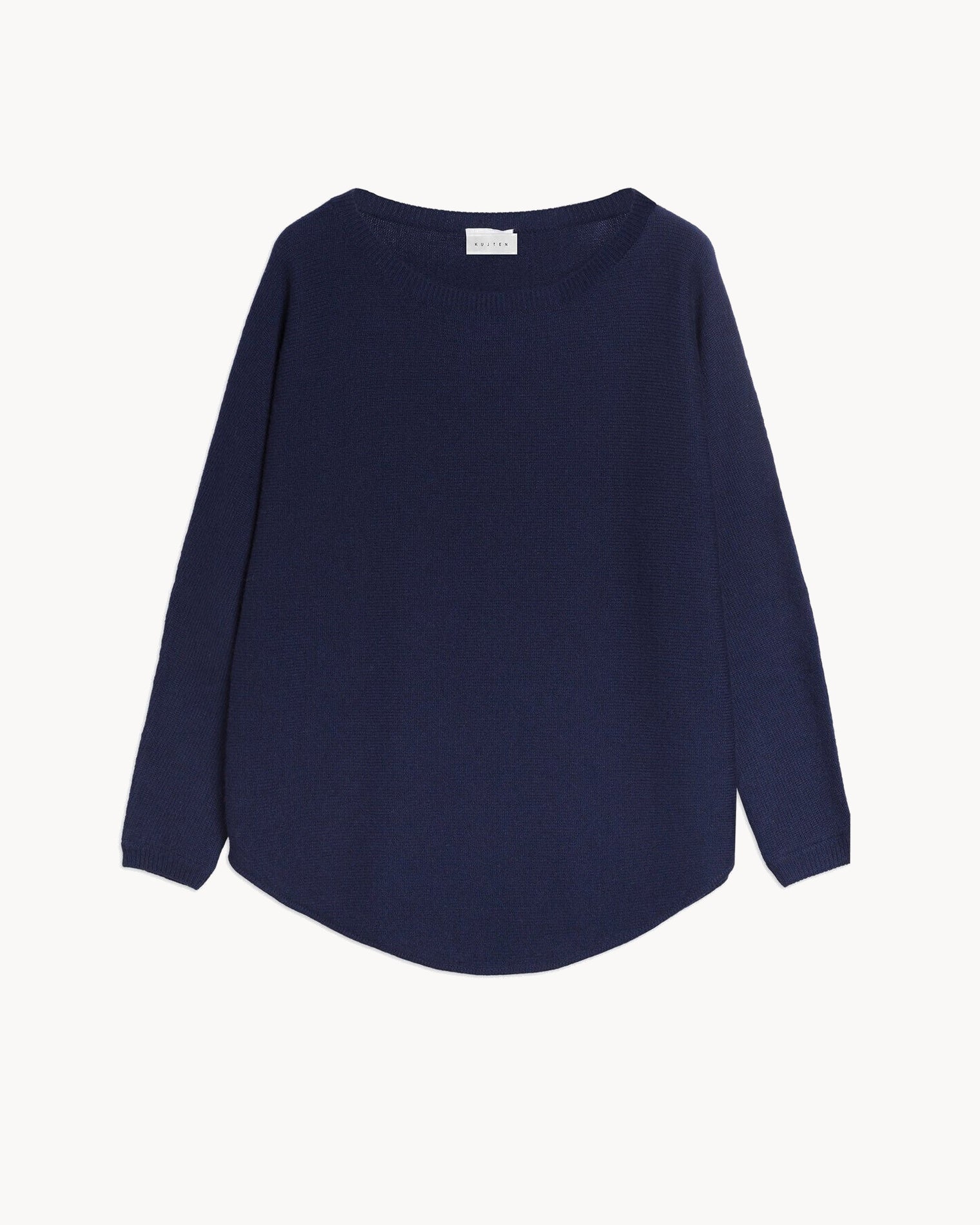 Navy Blue Shirt-Style Boatneck Cashmere Sweater For Women Kujten