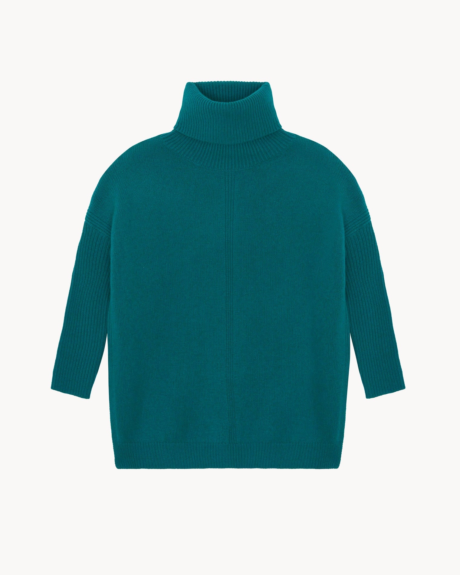 Parrot Green Turtleneck Women Cashmere Tunic Kujten Cashmere