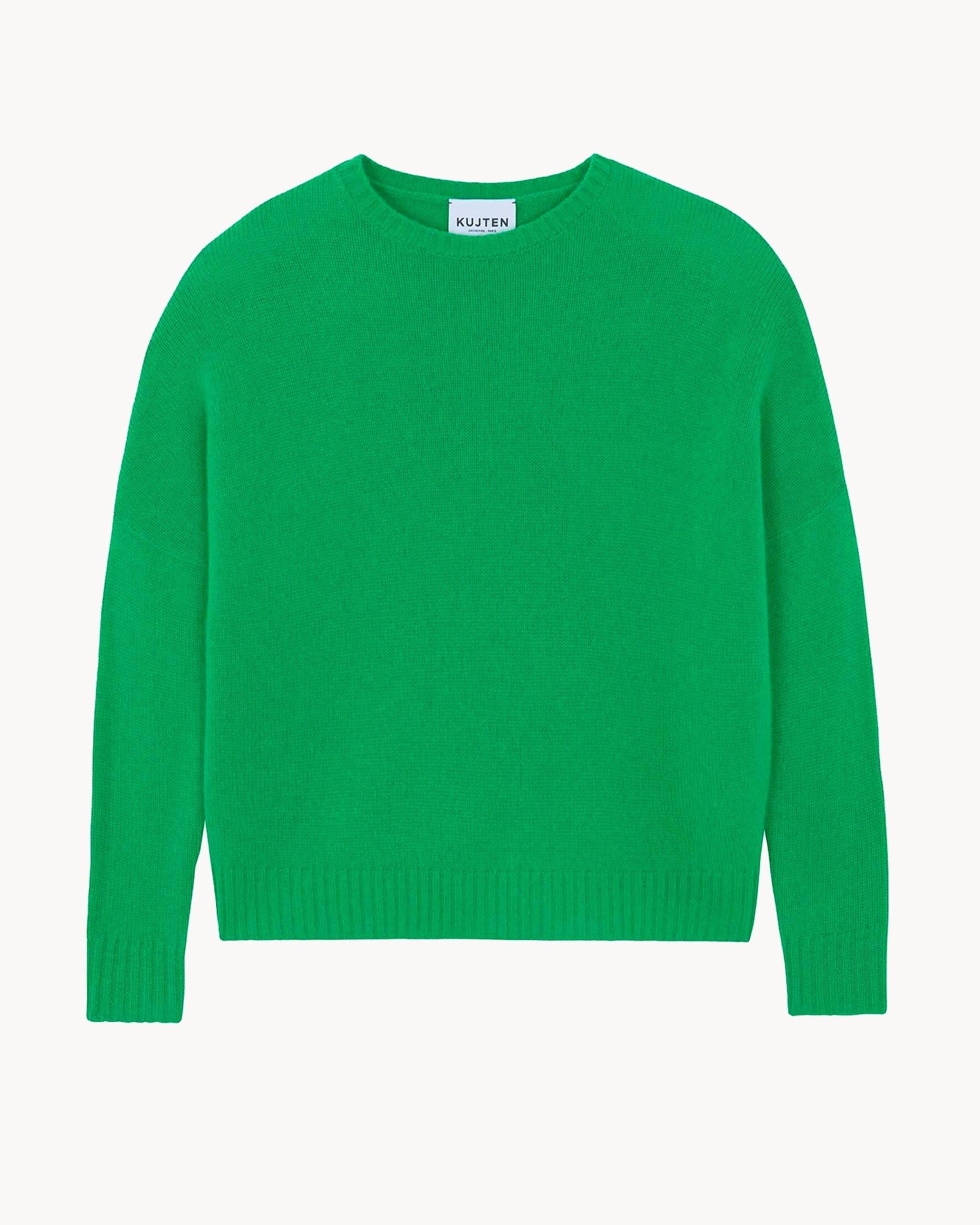 Pull Cachemire Col Rond Oversize Femme Vert Gazon Kujten Cachemire