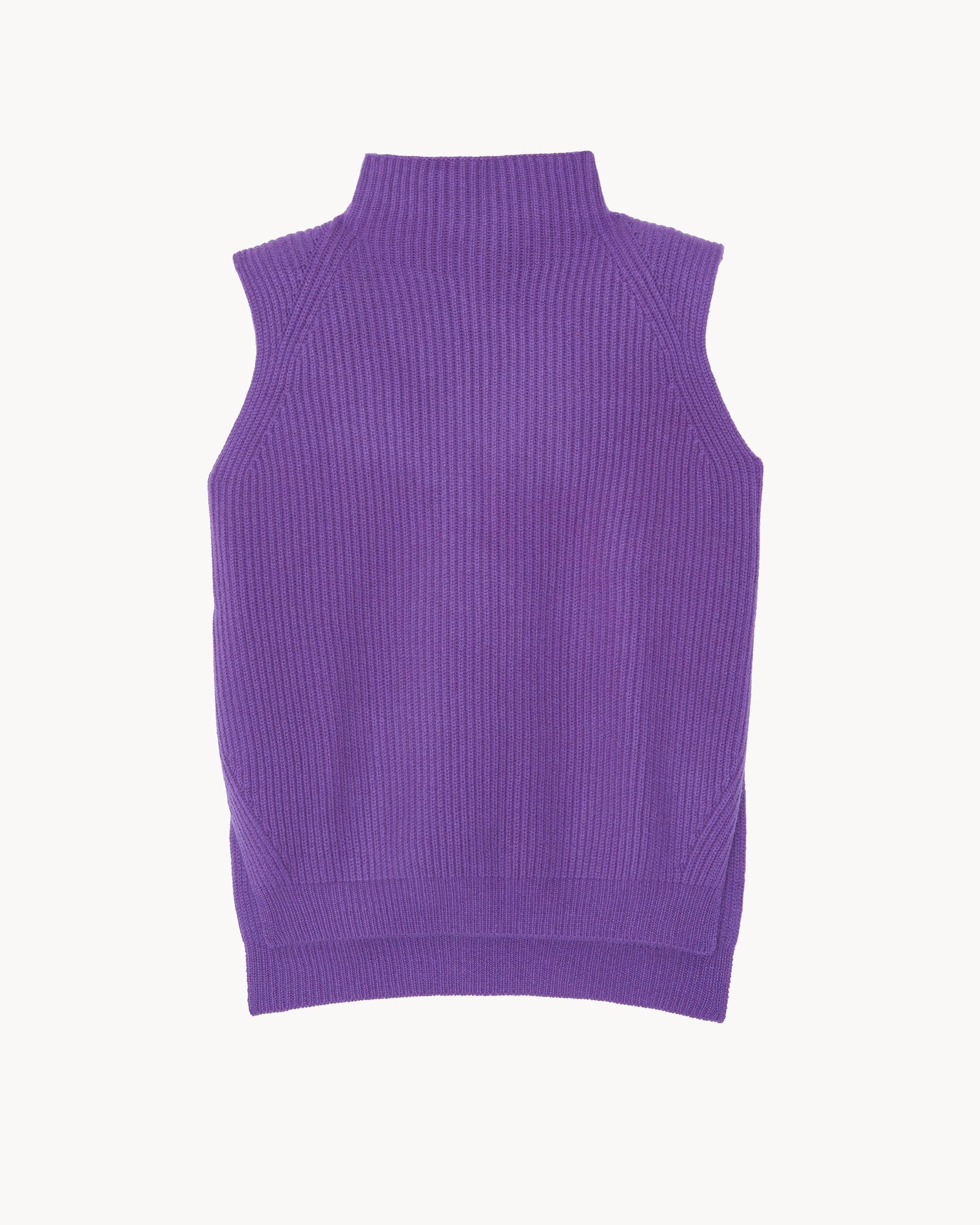 Purple Funnel Neck Cashmere Vest Kujten Cashmere