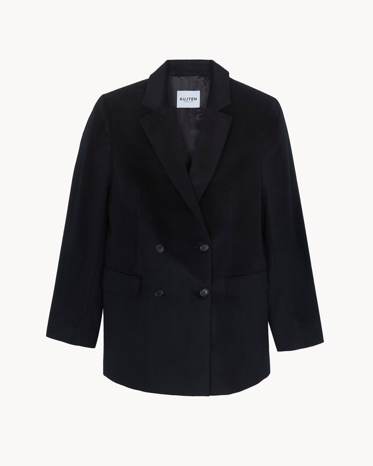 Black Woven Cashmere Blazer Jacket Kujten Cashmere