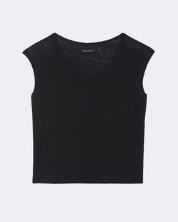Top en lin noir pour femme - Kujten packshot