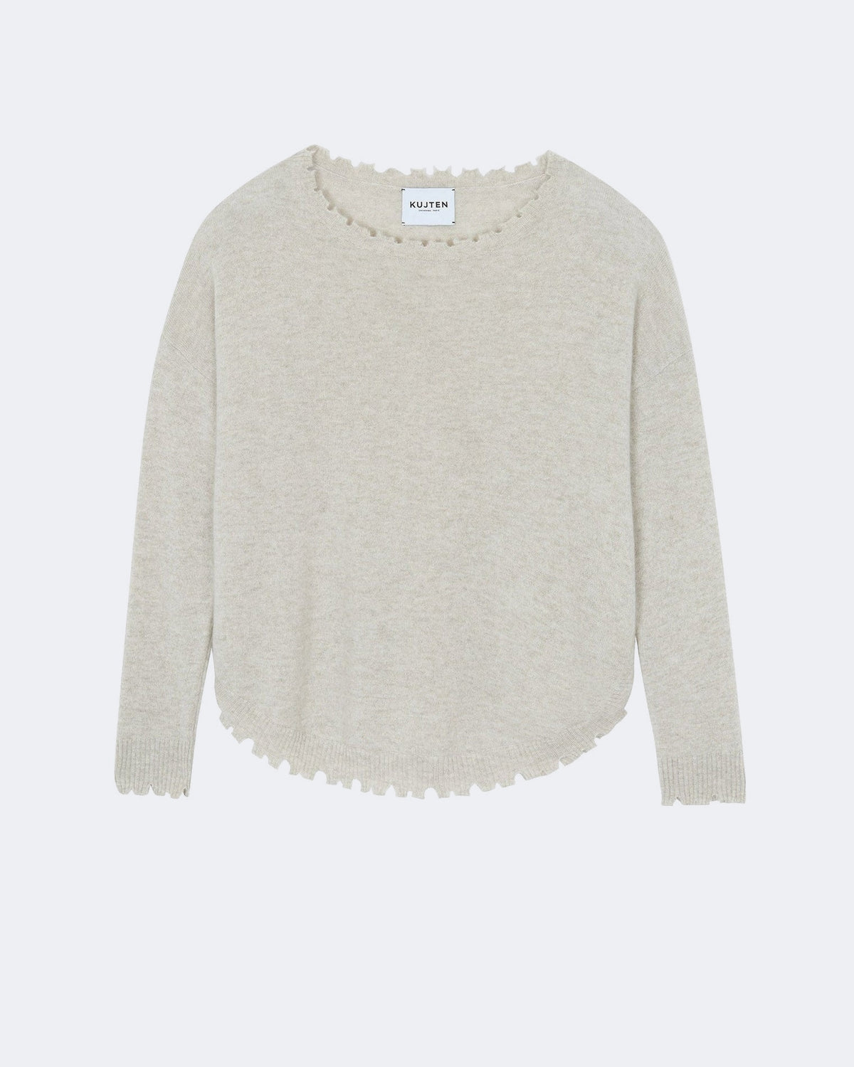 Pull en cachemire blanc et beige pour femme - Kujten packshot