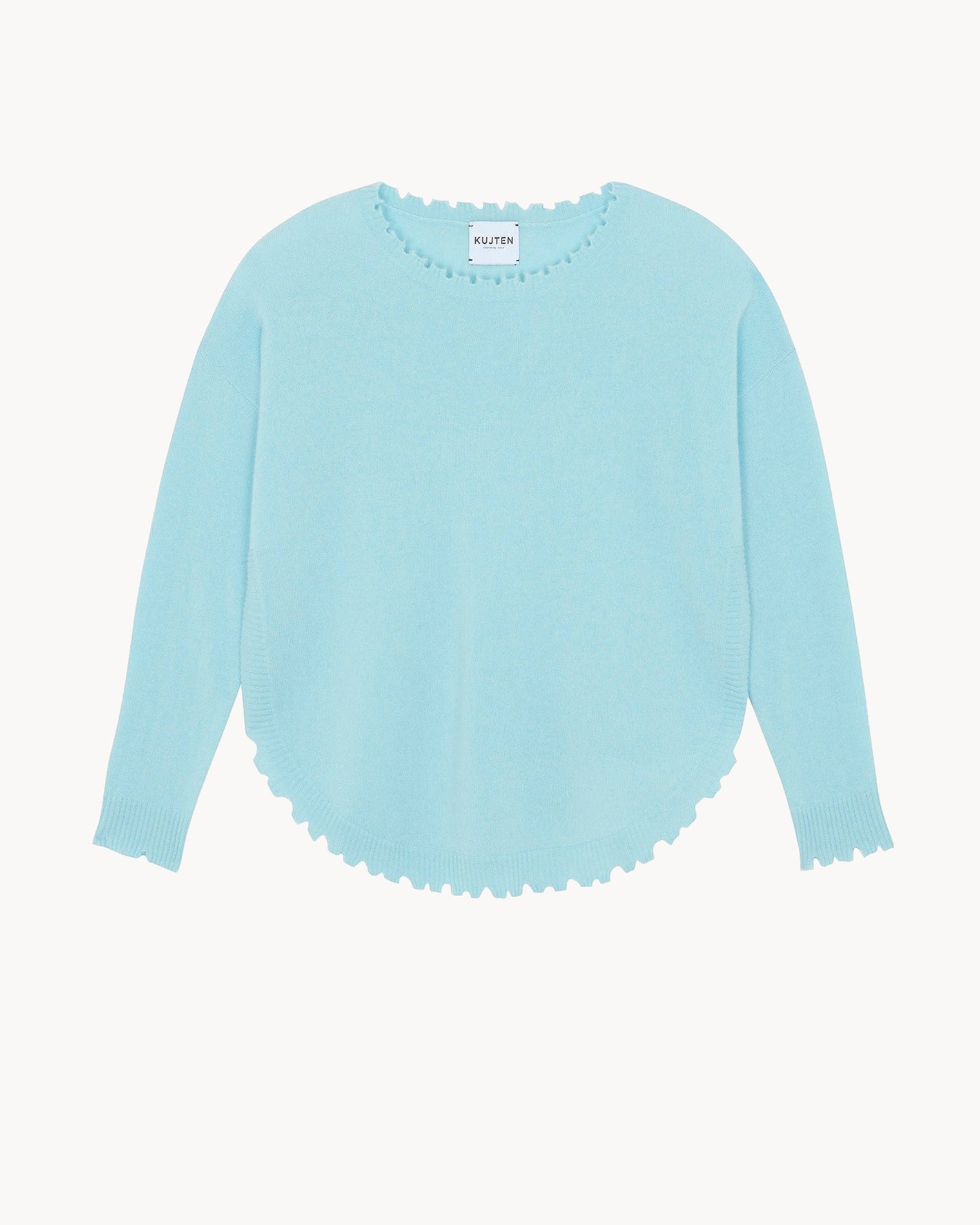 Pastel Green Women Round Neck Cashmere Sweater Kujten Cashmere