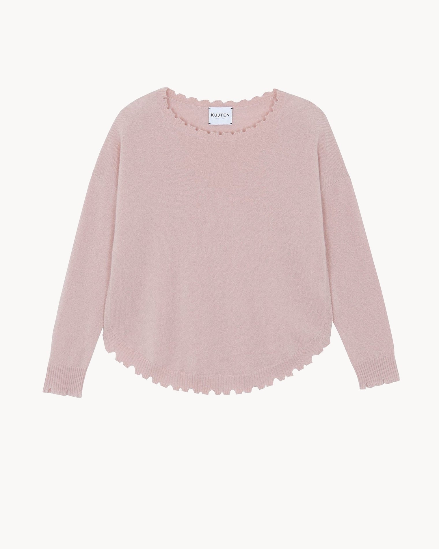 Pull Cachemire Col Rond Liquette Rose Pastel Kujten Cachemire