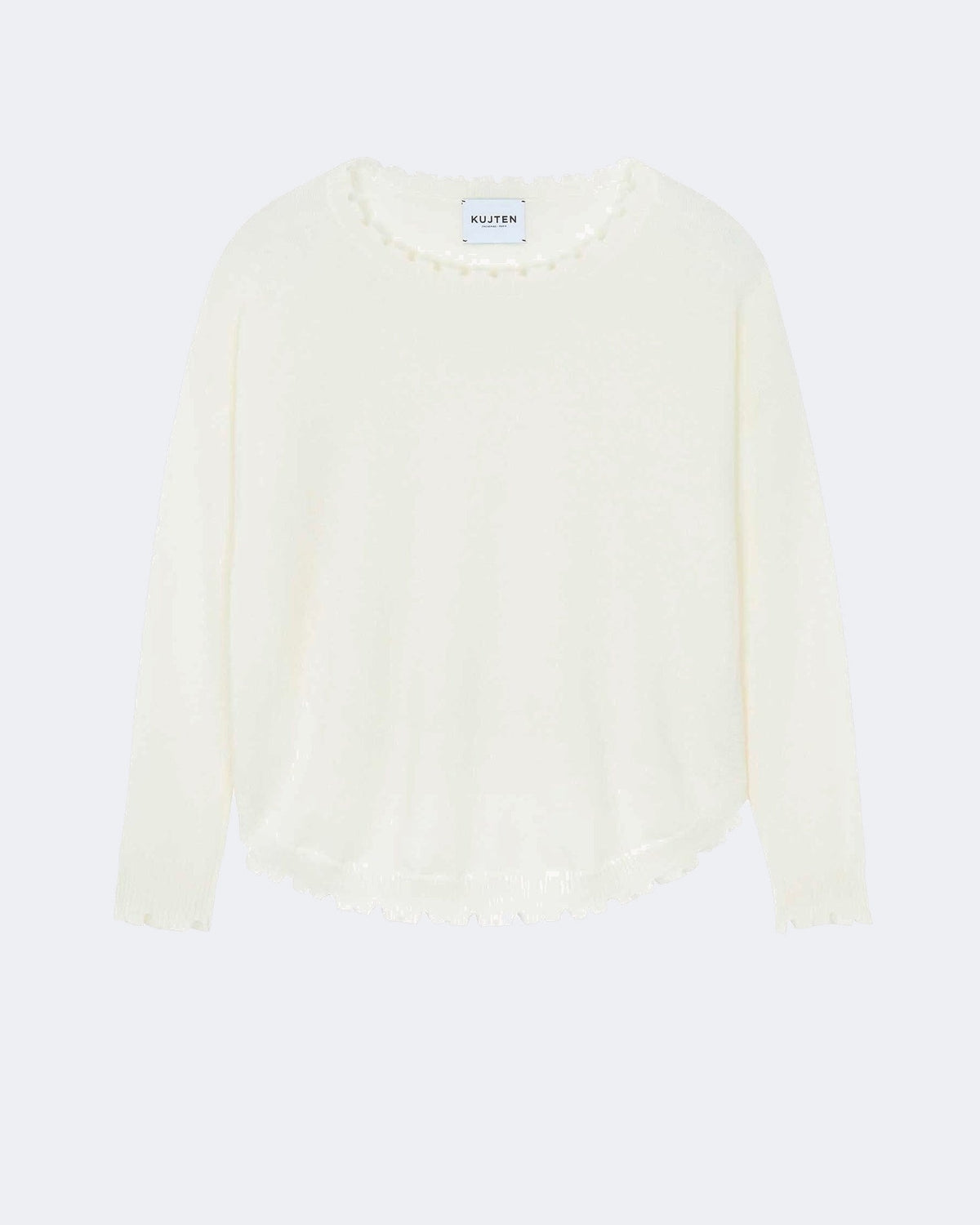 Pull en cachemire blanc pour femme - Kujten packshot