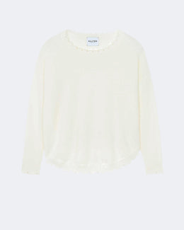 Pull en cachemire blanc pour femme - Kujten packshot