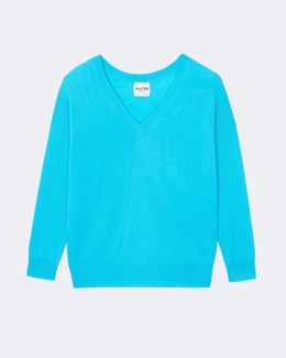 Pull en cachemire bleu pour femme - Kujten packshot