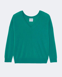 Pull en cachemire vert pour femme - Kujten packshot