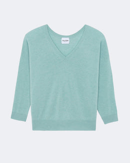 Pull en cachemire vert pour femme - Kujten packshot