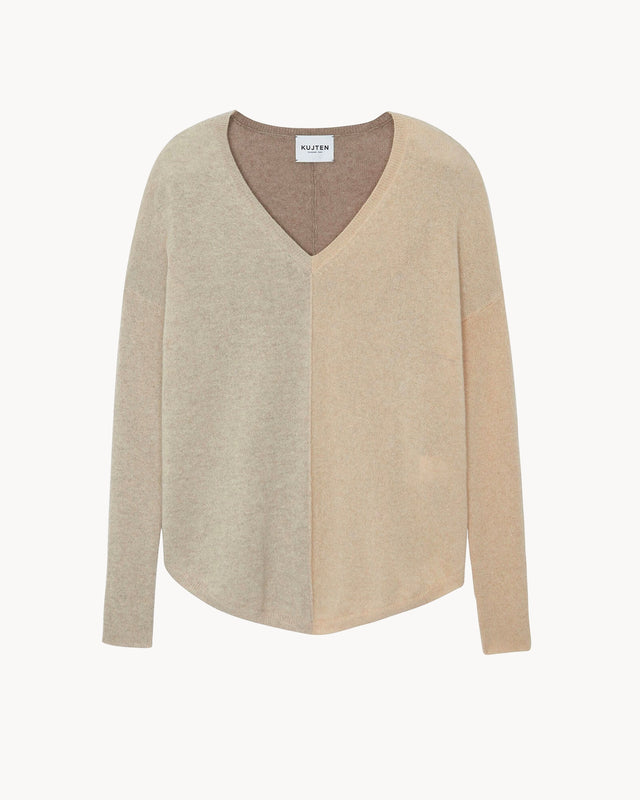 Pull Misha Colorblock beige chiné - Image principale