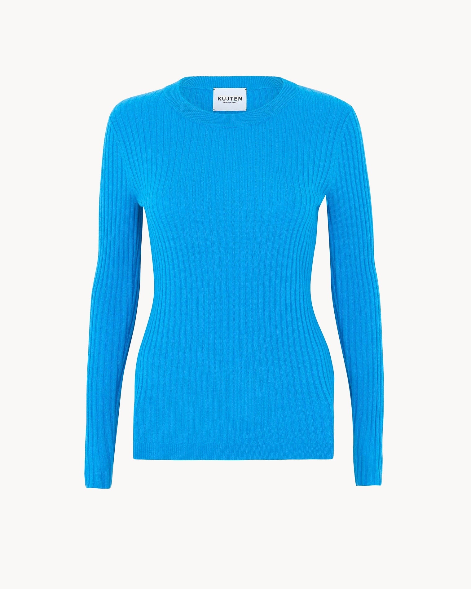 Blue Women Round Neck Cashmere Sweater Kujten Cashmere