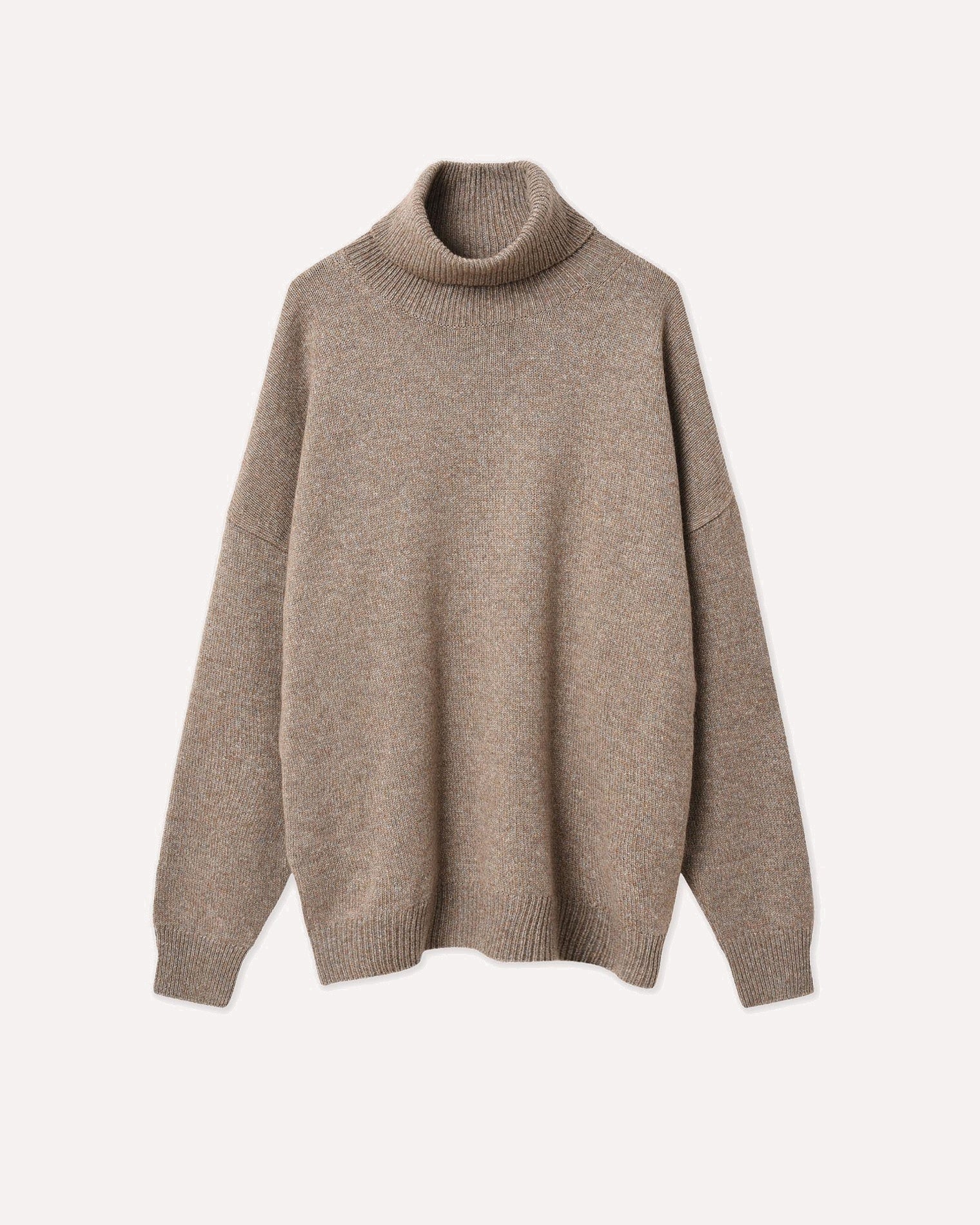 Molten Taupe Beige Women Plain Cashmere Turtleneck Sweater
