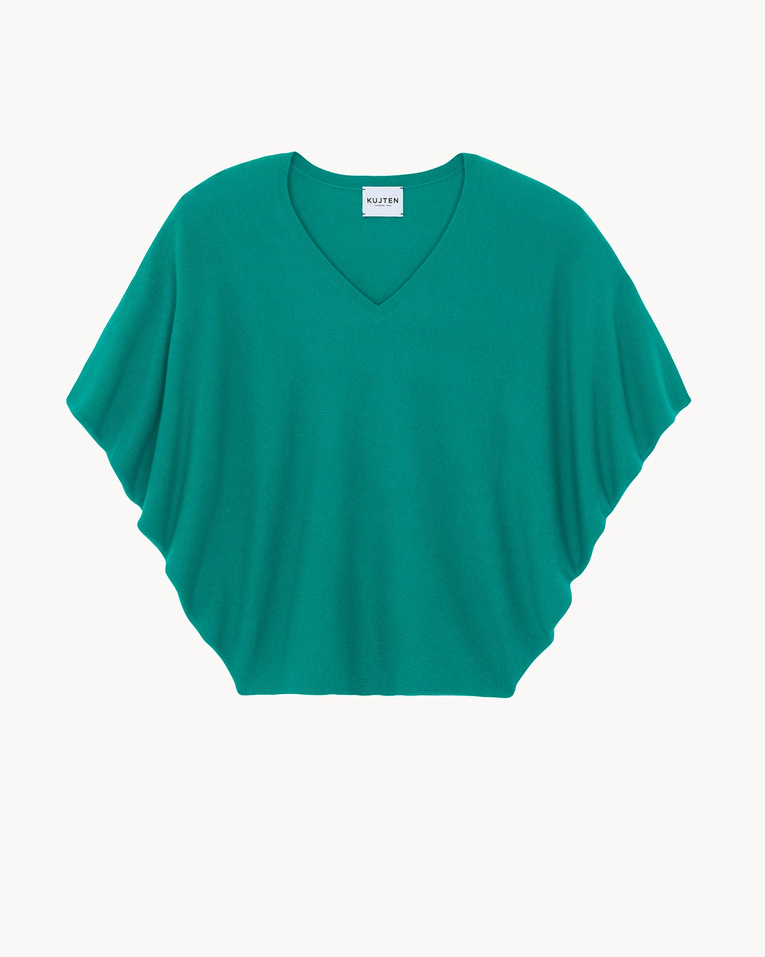 Pull Col V Oversize Sans Manches Vert Jade Kujten Cachemire
