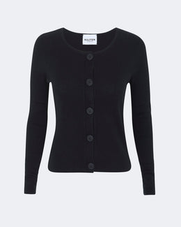 Cardigan thiziri côtes plates noir - Kujten packshot