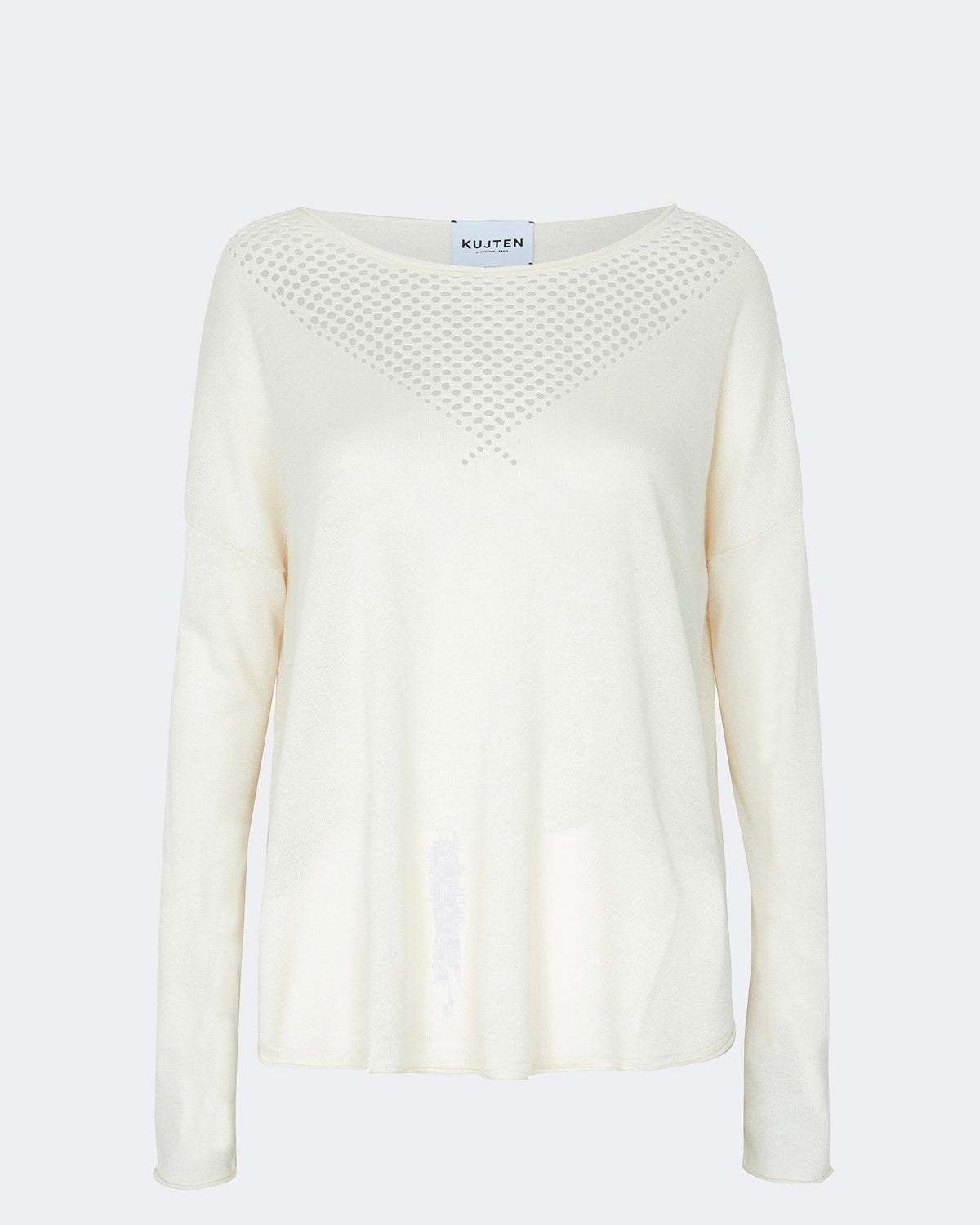 Pull en cachemire & soie blanc pour femme - Kujten packshot