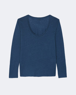Top en lin bleu pour femme - Kujten packshot
