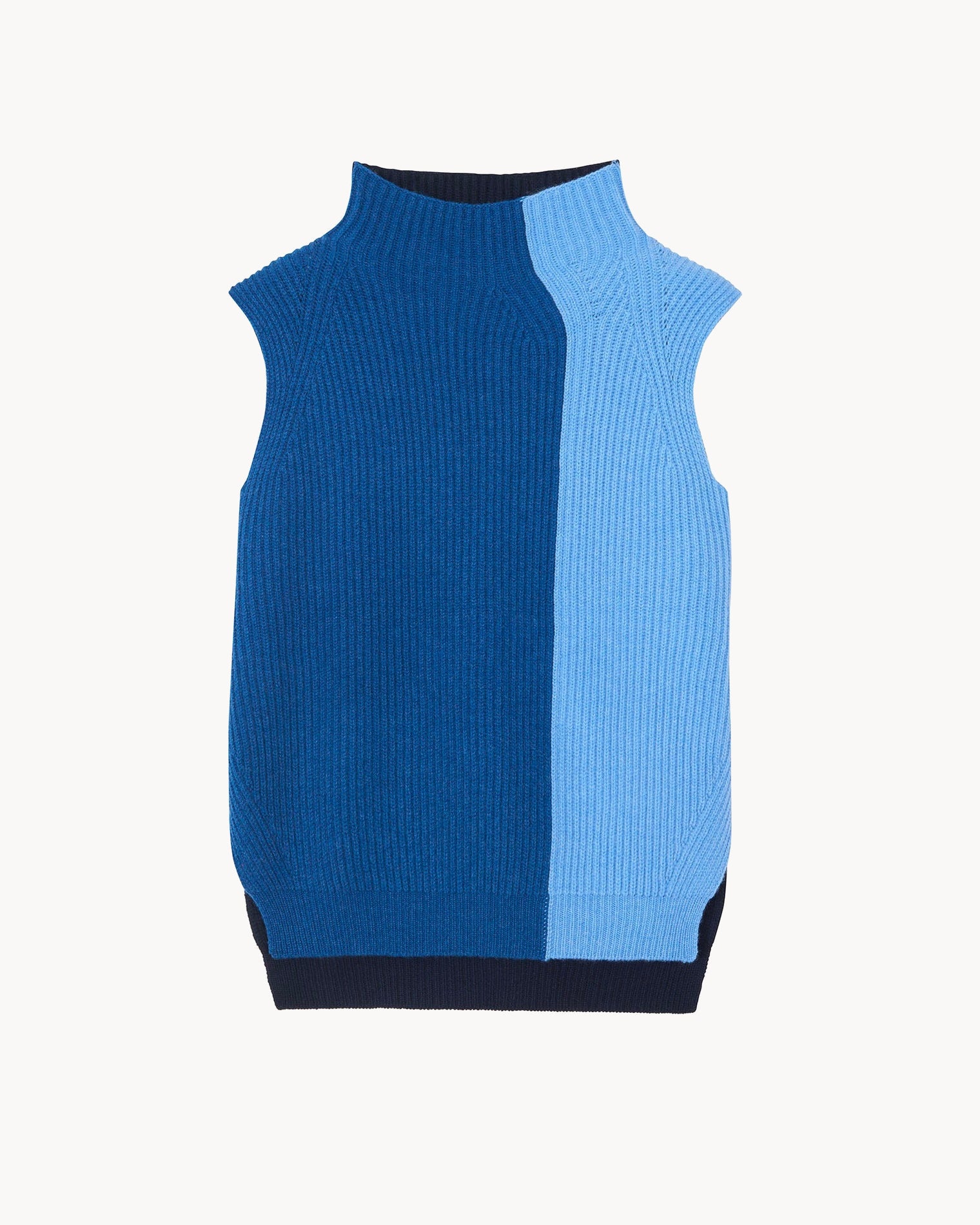 Blue Jeans Funnel Neck Sleeveless Cashmere Sweater Kujten Cashmere