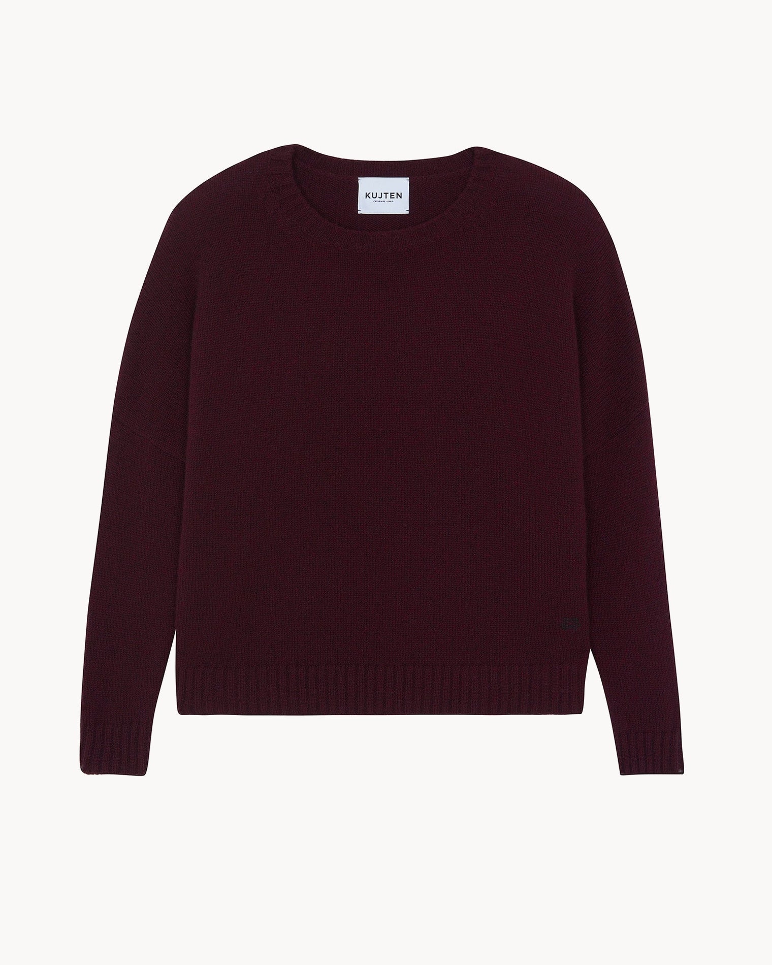 Pull Cachemire Col Rond Oversize Femme Bordeaux Kujten Cachemire