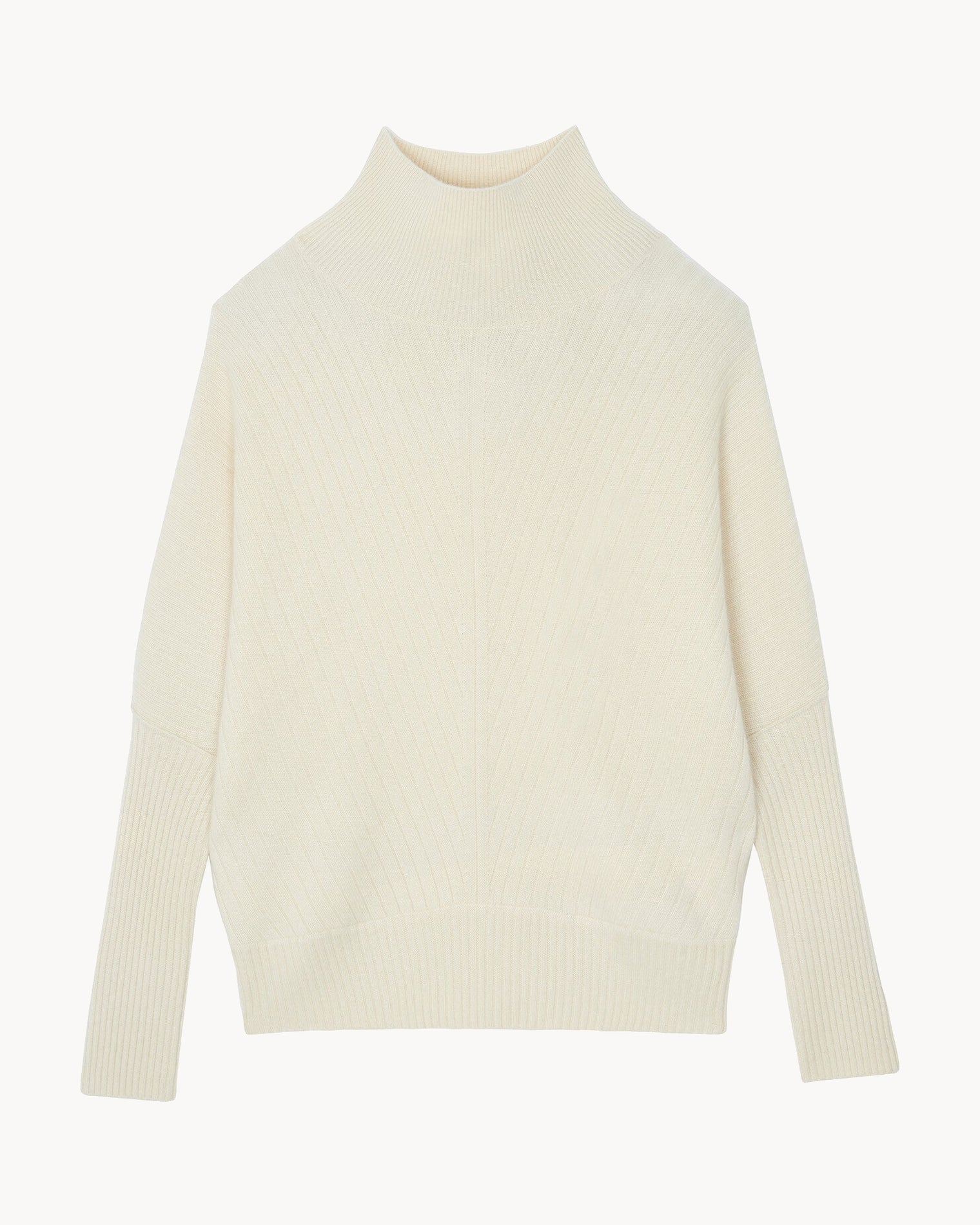 Vintage White Batwing Turtleneck Cashmere Sweater Kujten Cashmere