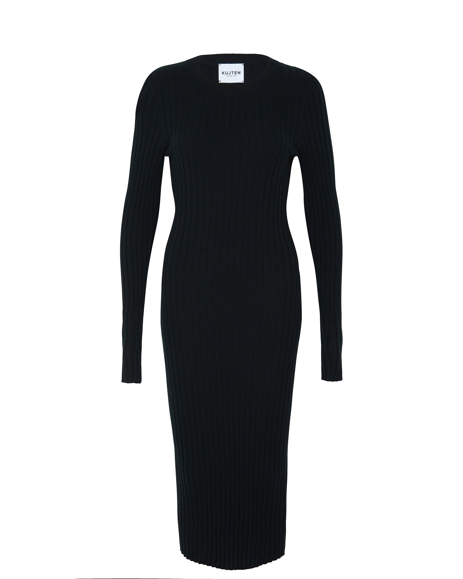 Black Long Crew Neck Cashmere Dress
