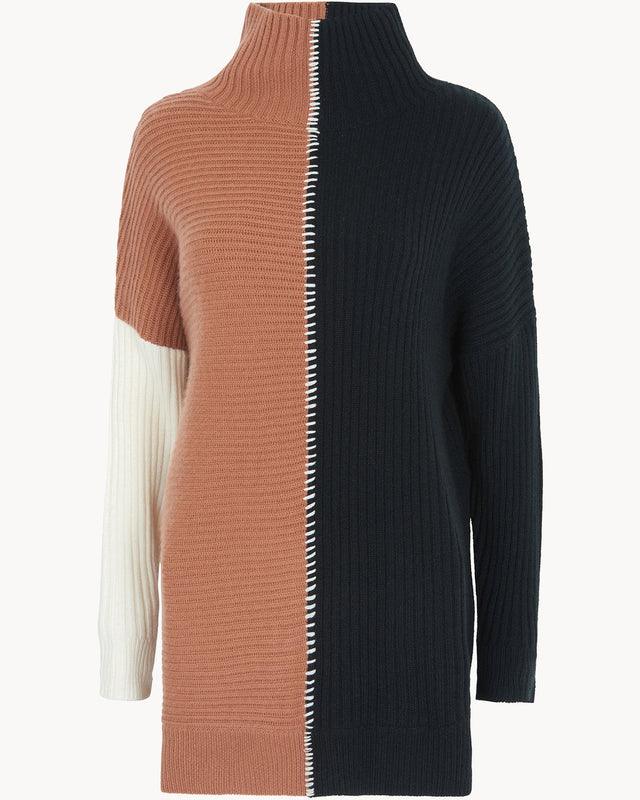 Pull Steeven Colorblock marron praline - Image principale