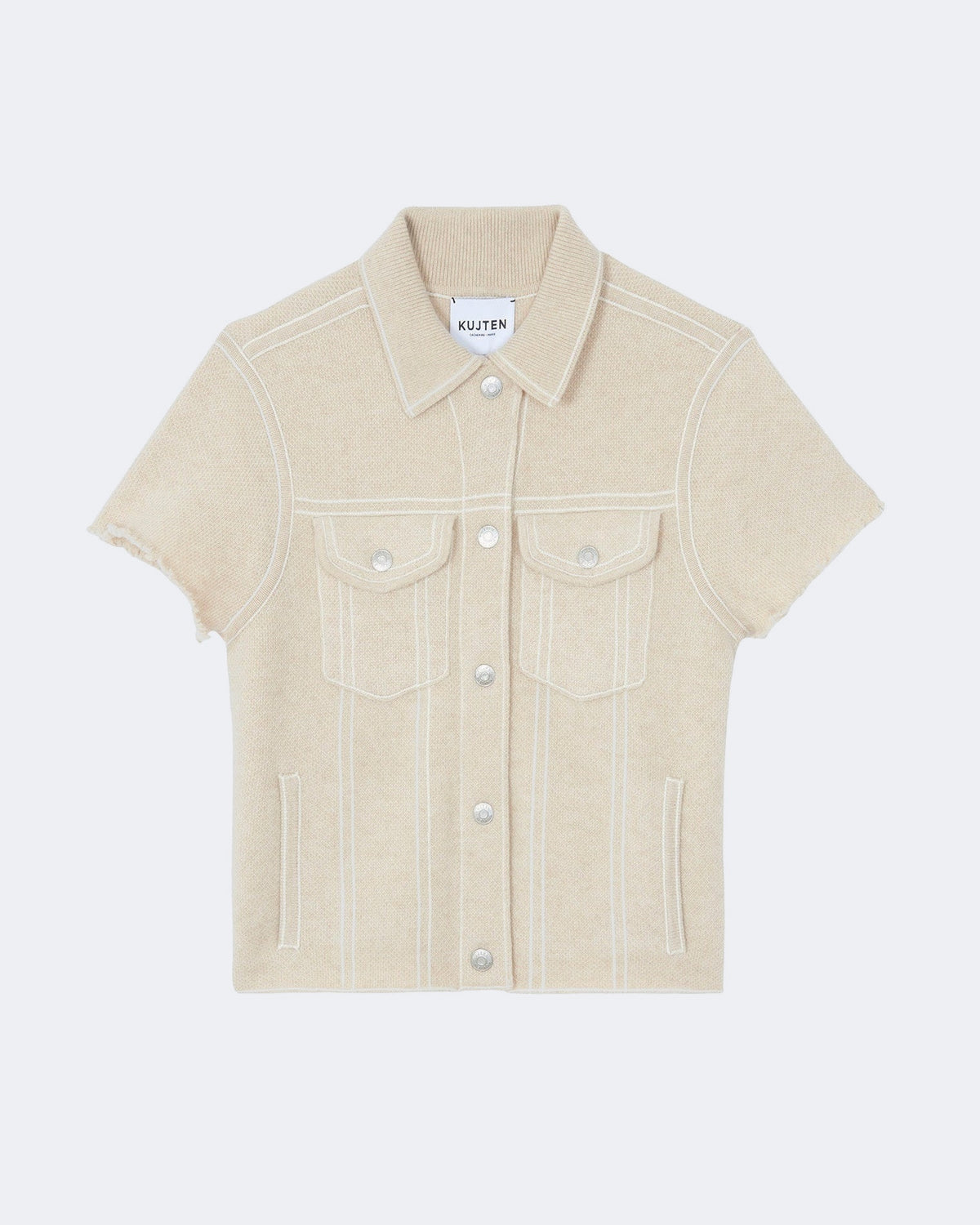 Veste en cachemire beige pour femme - Kujten packshot