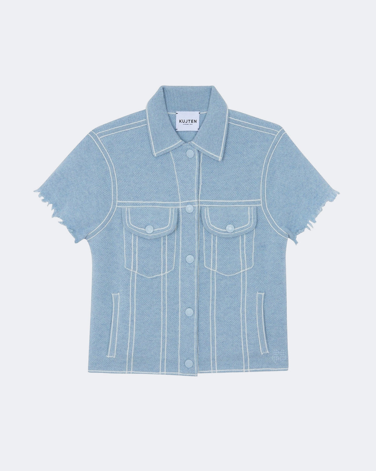 Veste en cachemire bleu pour femme - Kujten packshot