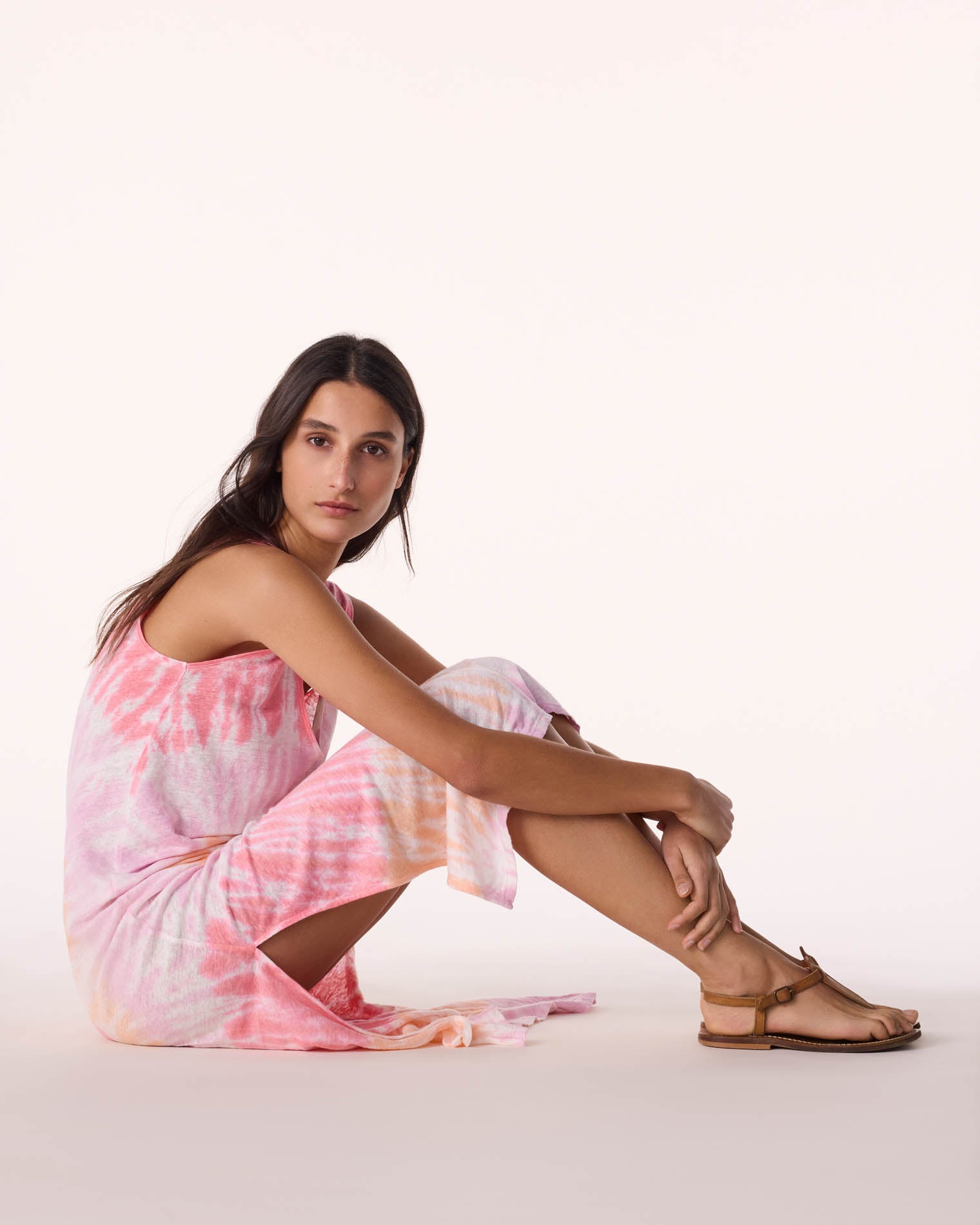 cherry blossom pink dress Cherry Blossom Pink Sleeveless Linen Long Dress