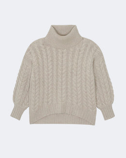 Pull en cachemire blanc et beige pour femme - Kujten packshot