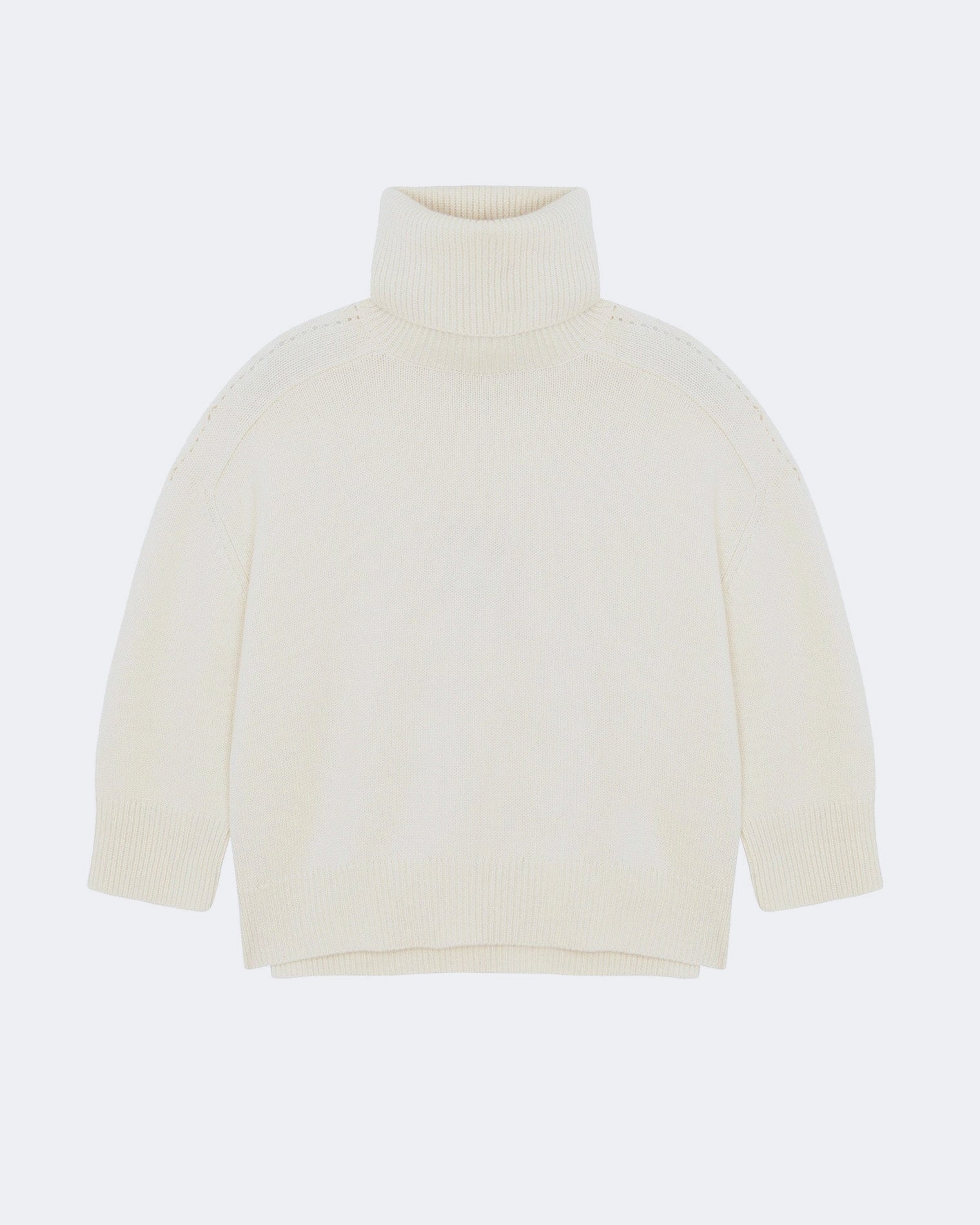 White Oversize Turtleneck Cashmere Sweater | Kujten Cashmere