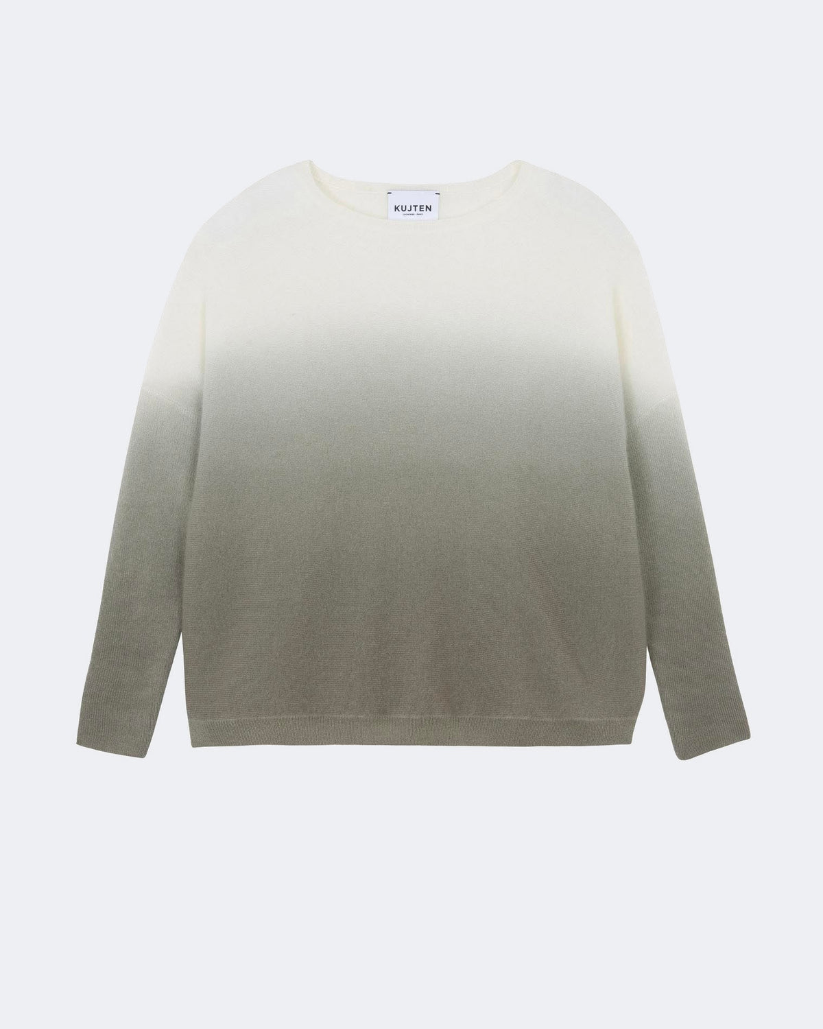 Pull en cachemire kaki et blanc pour femme - Kujten packshot