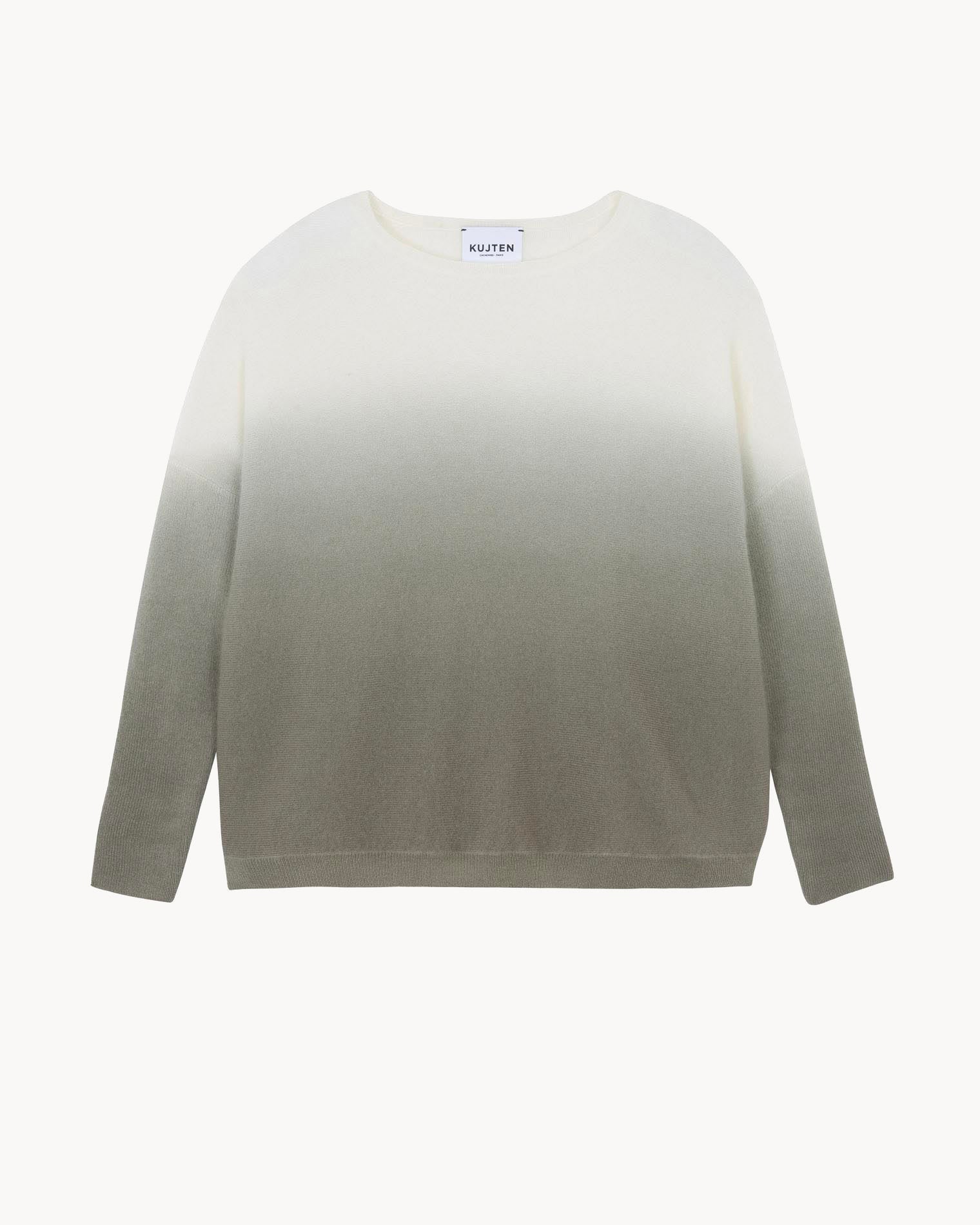 Khaki White Dip Dye Oversized Cashmere Sweater Kujten Cashmere