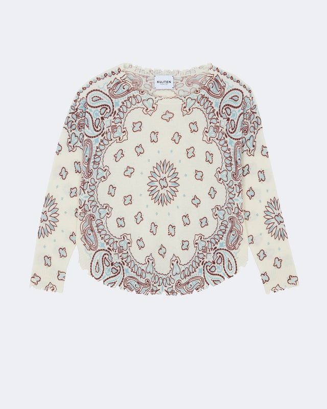 Pull Mela Bandana Bico blanc bordeaux sienne - Image principale