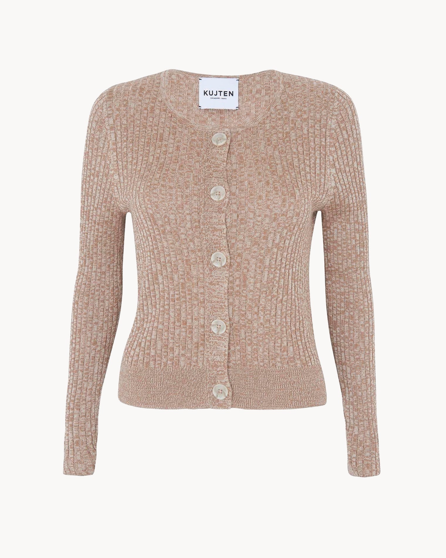 Organic Beige Short Silk-Cashmere Cardigan Kujten Cashmere