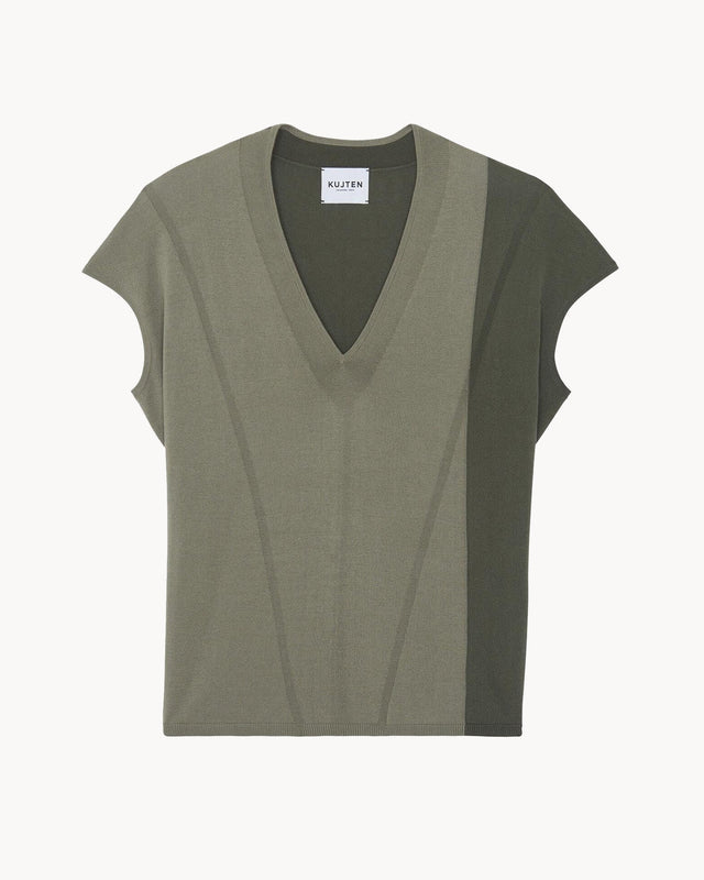 Top Julian Colorblock marl khaki - Image principale