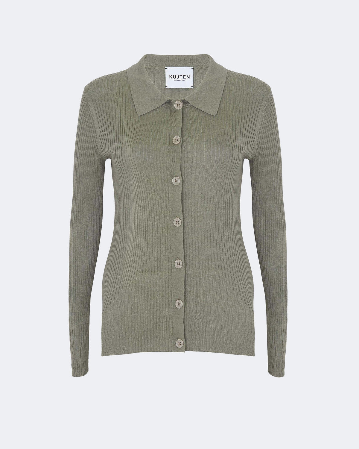 Pull en cachemire & soie kaki pour femme - Kujten packshot