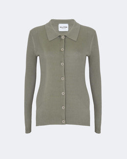 Pull en cachemire & soie kaki pour femme - Kujten packshot