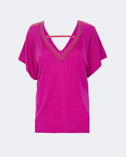 Top en cachemire & soie violet pour femme - Kujten packshot