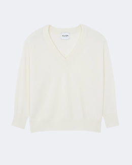 Pull en cachemire blanc pour femme - Kujten packshot