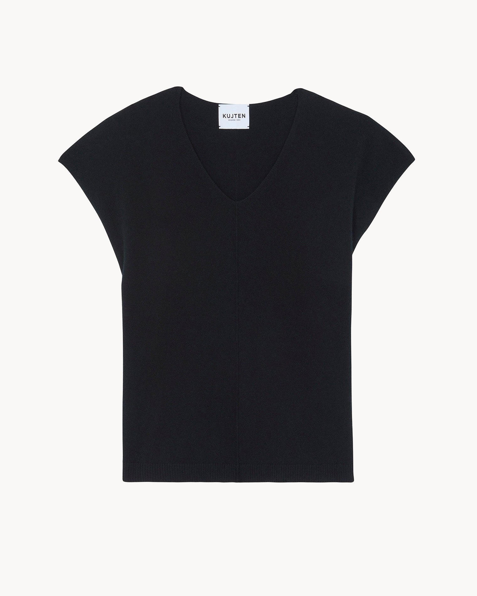 Pull Cachemire Col V Sans Manche Noir Kujten Cachemire