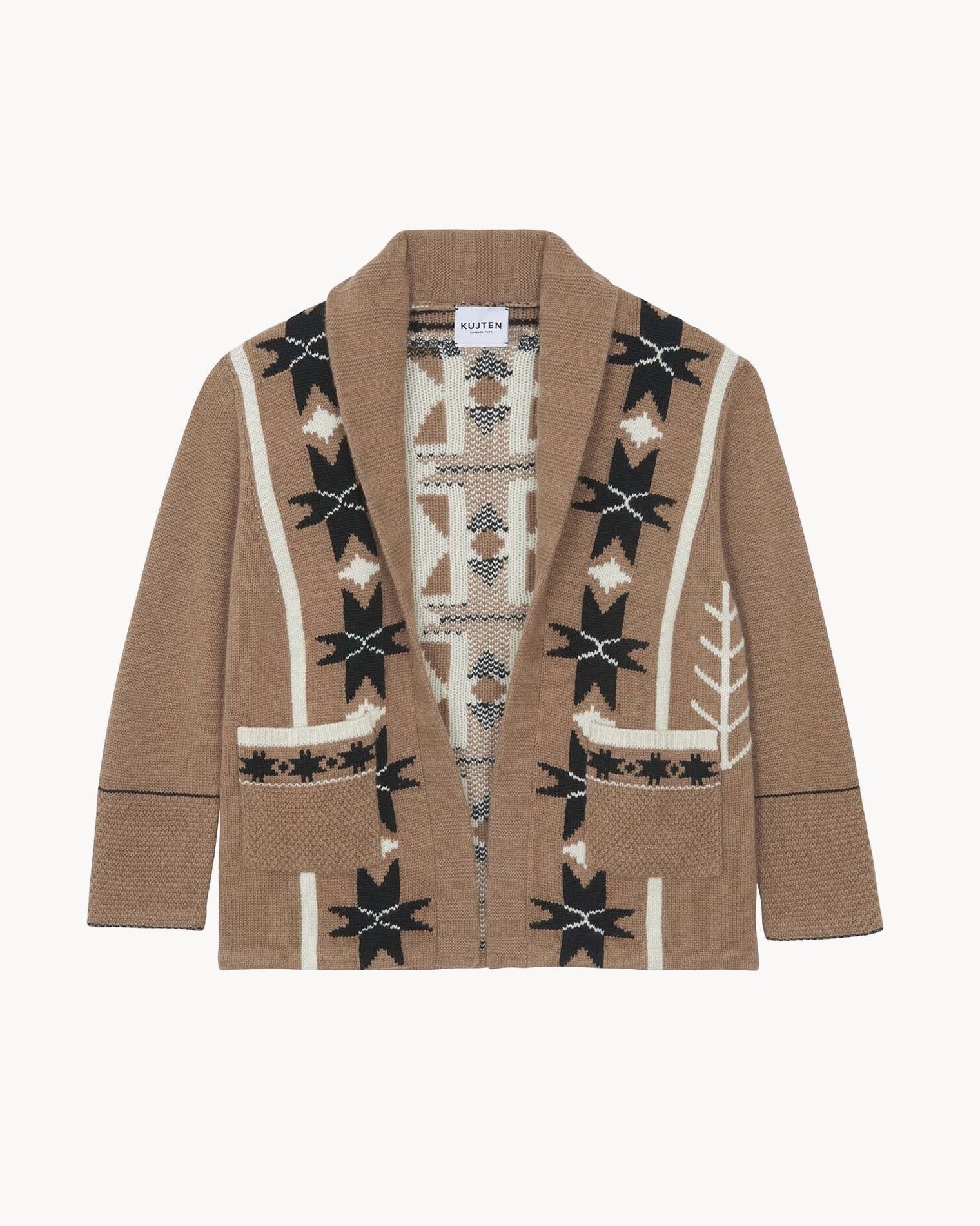 Camelo Brown Shawl Collar Cashmere Cardigan Kujten Cashmere