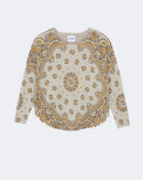 Pull mela tricotage jersey imprimé jaune - Kujten packshot