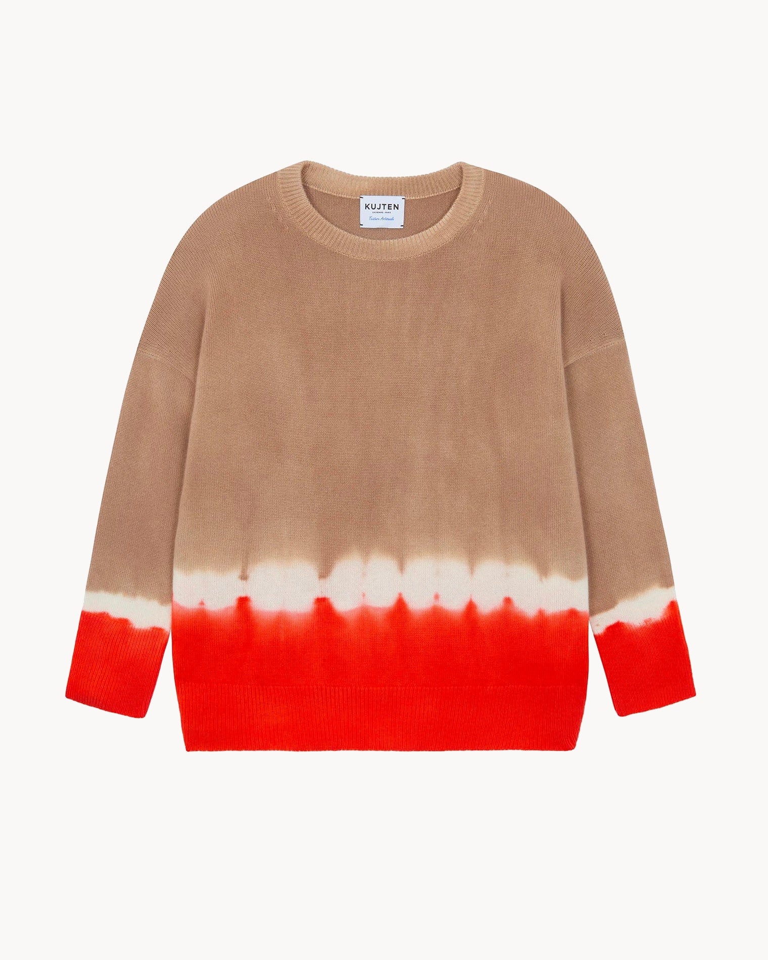 Pull Cachemire Oversize Tie Dye Marron Camelo Kujten Cachemire