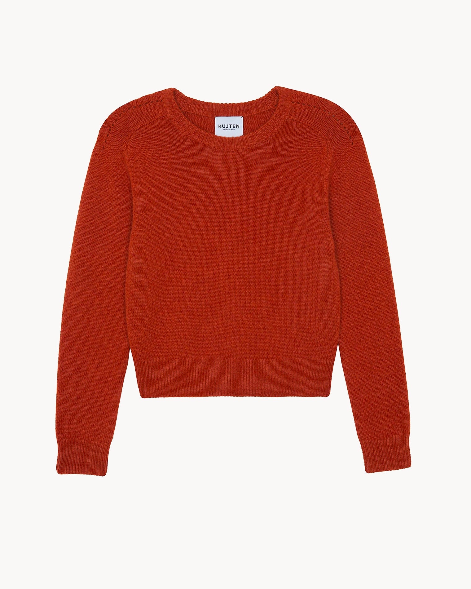Burnt Orange Short Round Neck Cashmere Sweater Kujten Cashmere