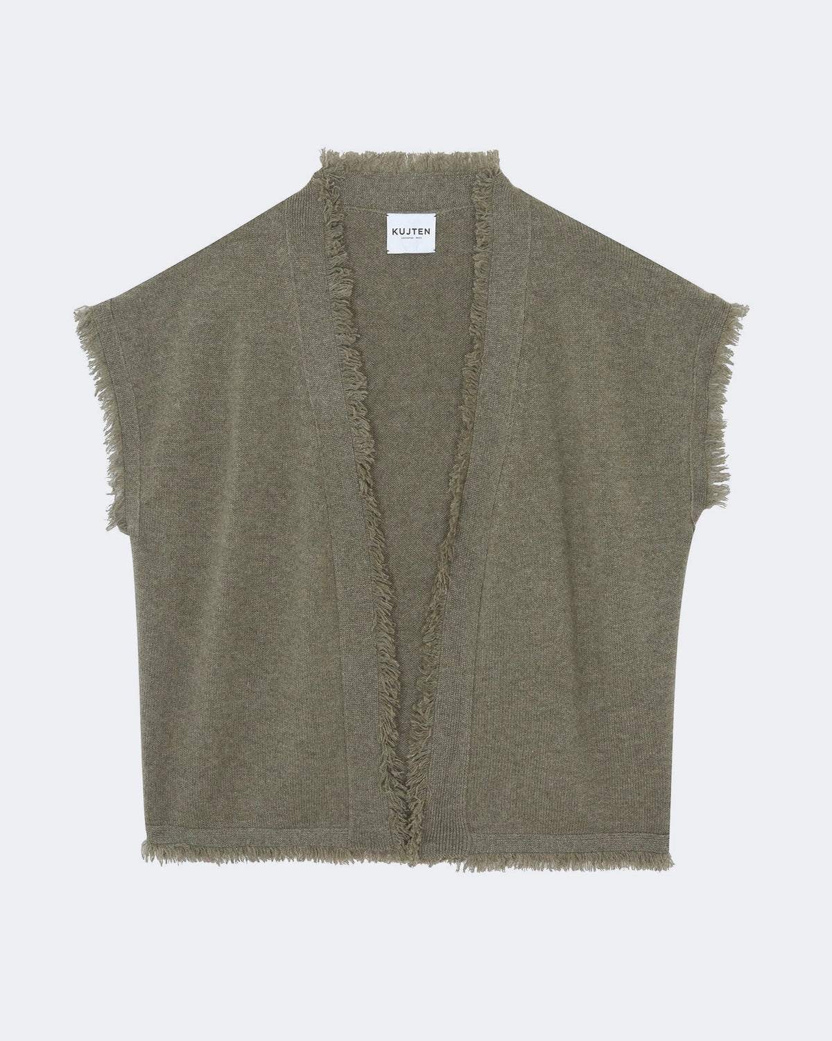 Gilet en cachemire kaki pour femme - Kujten packshot