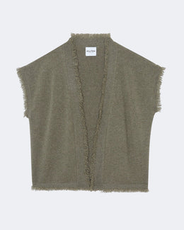 Gilet en cachemire kaki pour femme - Kujten packshot