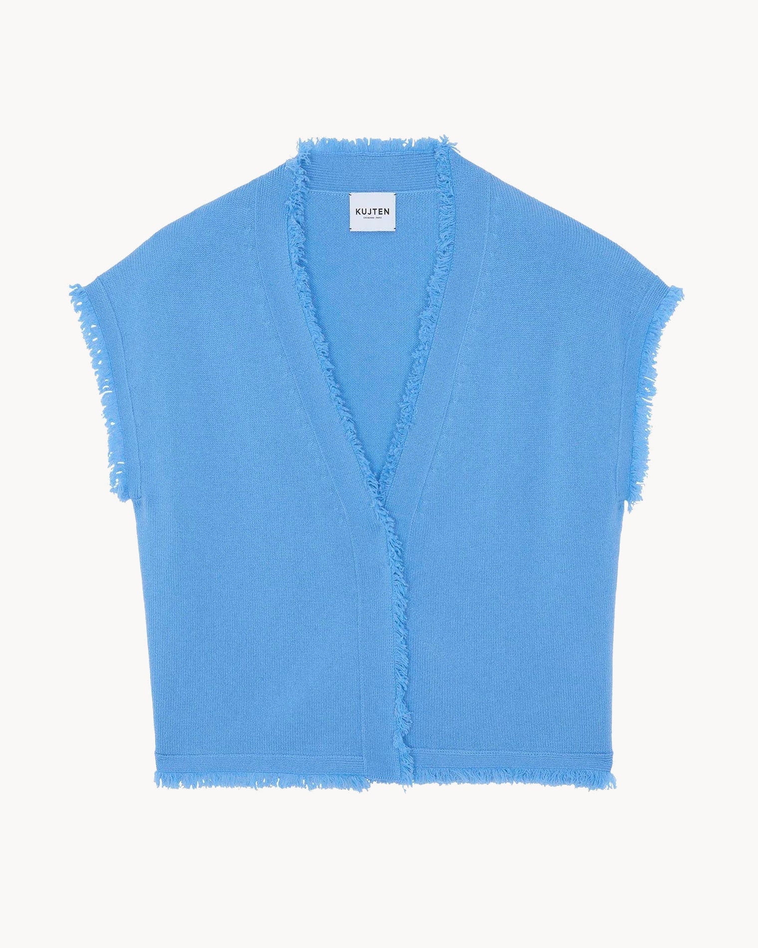 Sea Blue Sleeveless Cashmere Cardigan Kujten Cashmere