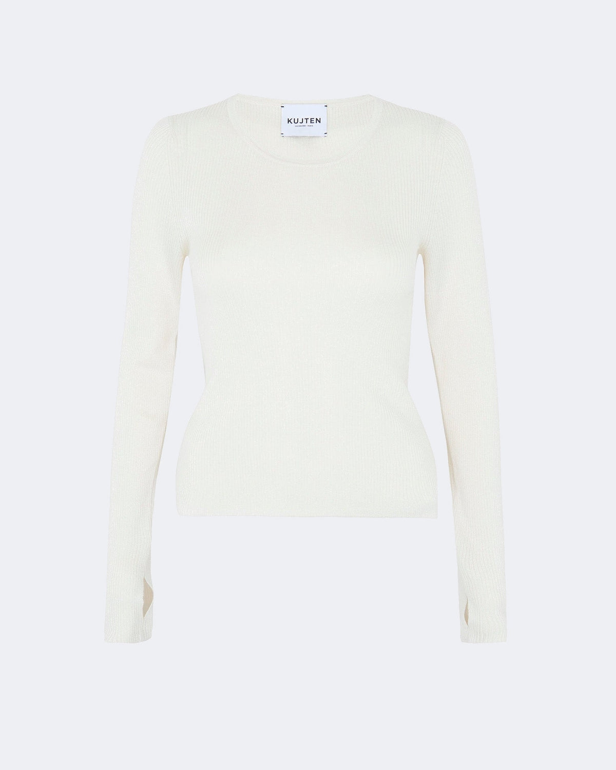 Pull en cachemire & soie blanc pour femme - Kujten packshot