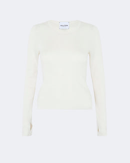 Pull en cachemire & soie blanc pour femme - Kujten packshot